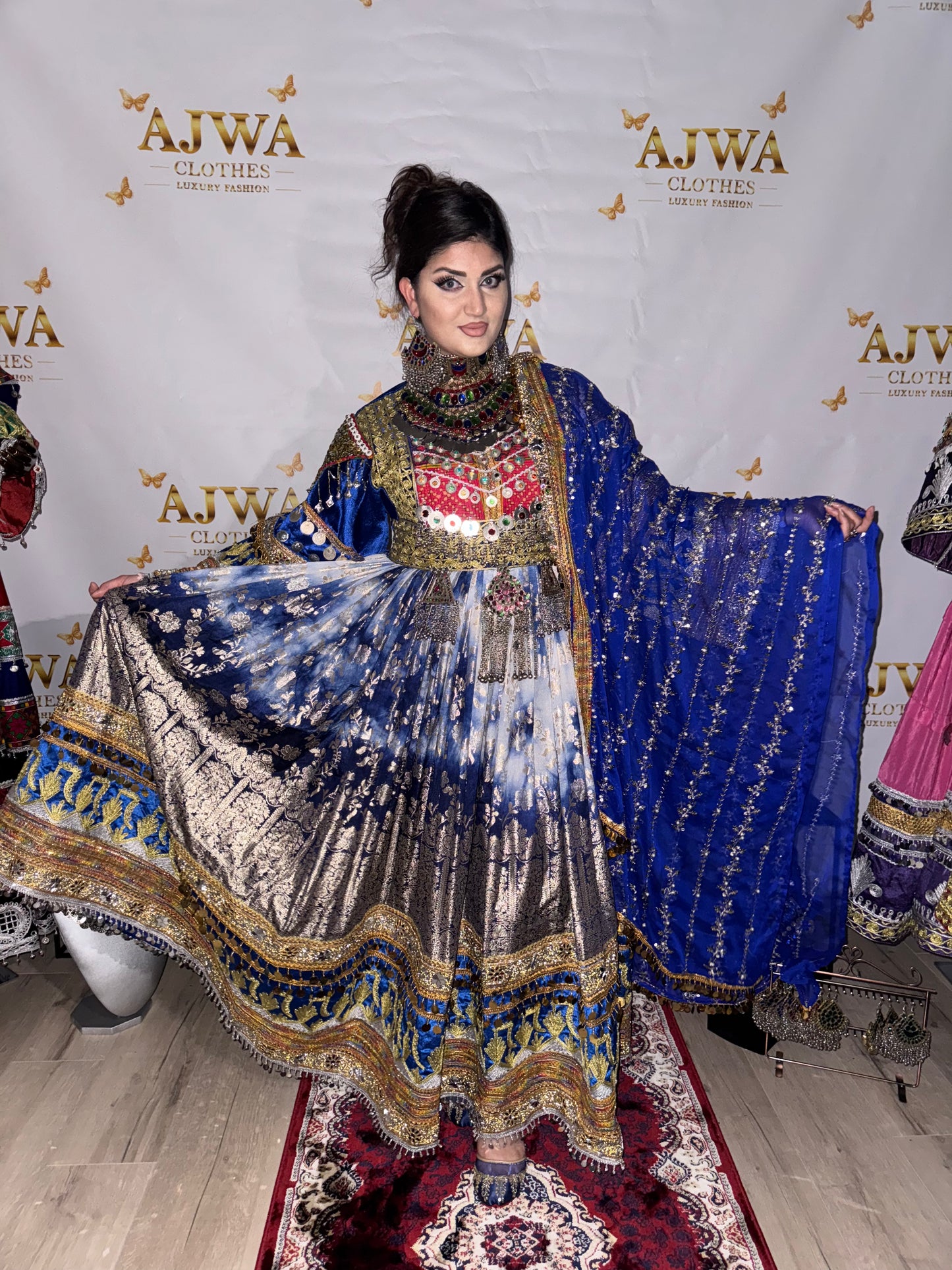 Afghani-Inspired Royal Blue Mirror Work Dress